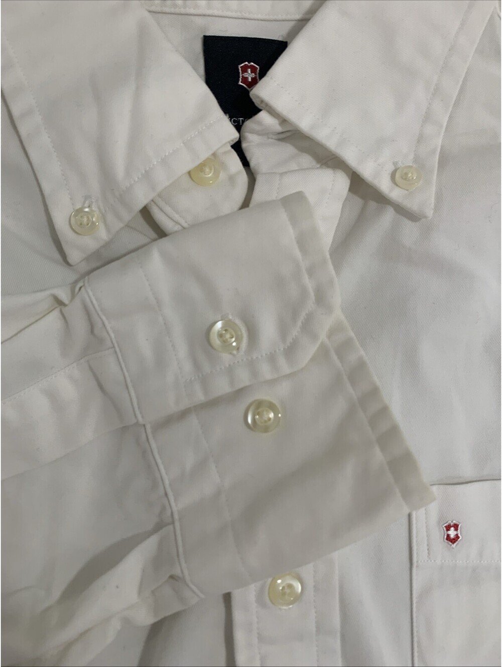 Victorinox Men's White Cotton Oxford Dress Shirt M - Picture 4 of 5